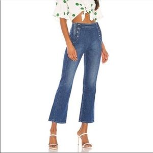 MOTHER The Sailor Tripper Jeans in Three Little Ships High Waist Kick Flare S28